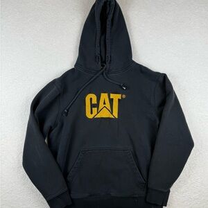 Caterpillar Sweatshirt Mens L Black Hoodie CAT Construction Sweater Workwear USA